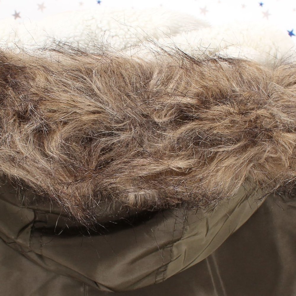 Olive Faux Fur Hooded Sherpa Lined Jacket - Picture 10 of 11
